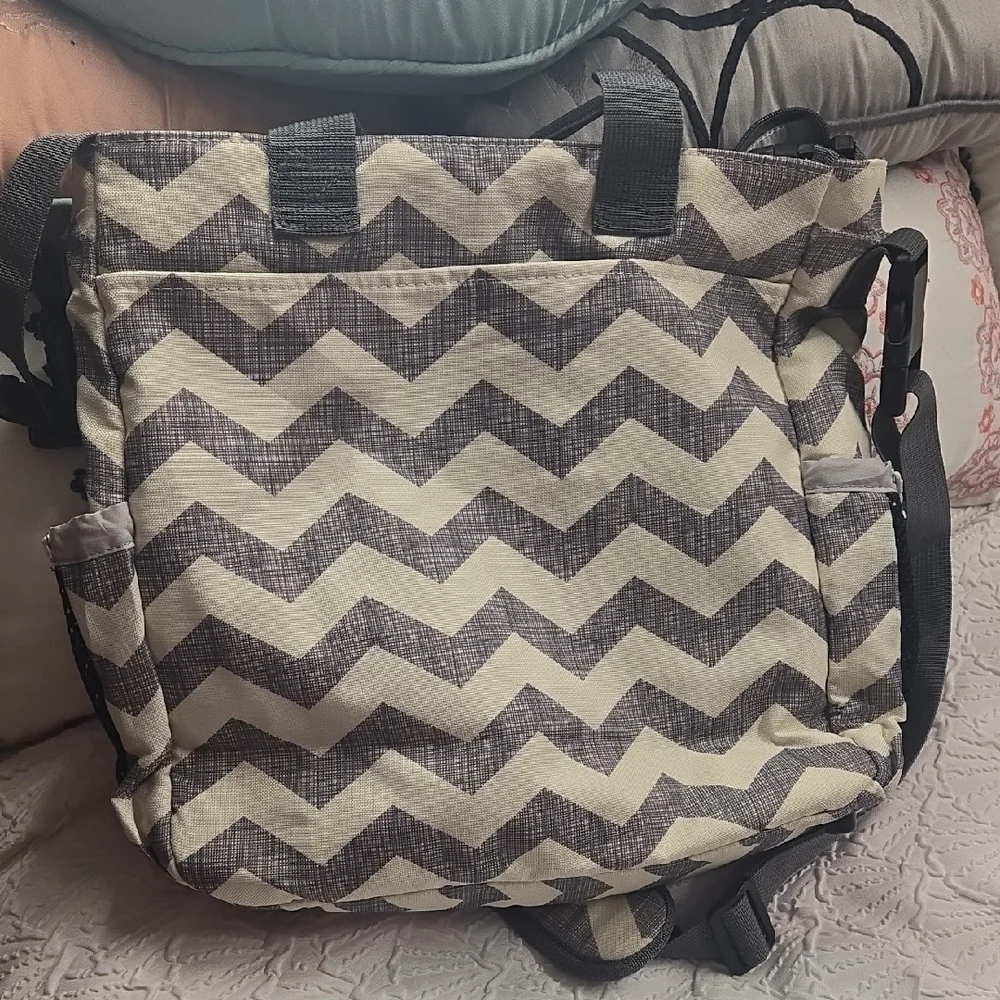 Diaper Bag Chevron Gray and Cream Bag